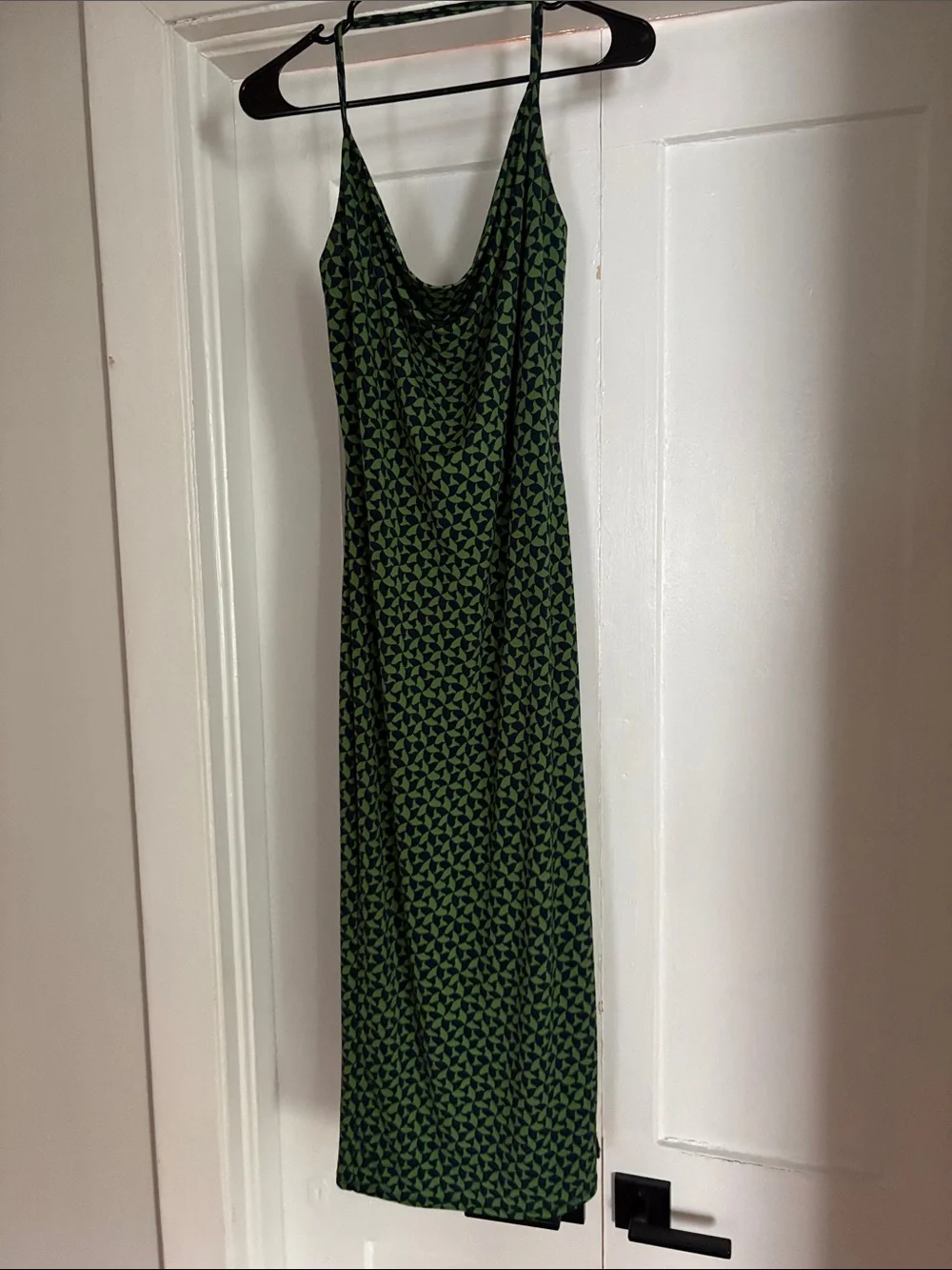 Abercrombie & Fitch Green Geometric Cowl Slip Maxi Dress